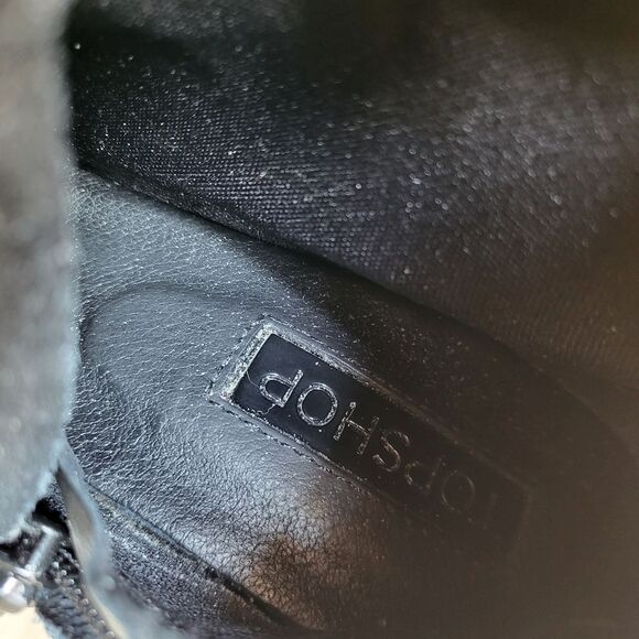 Black Suede Leather Over the Knee Block Heel Boots Sz 38 TopShop - Picture 10 of 10